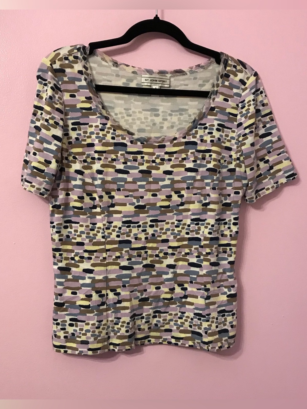 St. John Sport Vintage 2008 Abstract Print Scoop Neck Top Size Petite